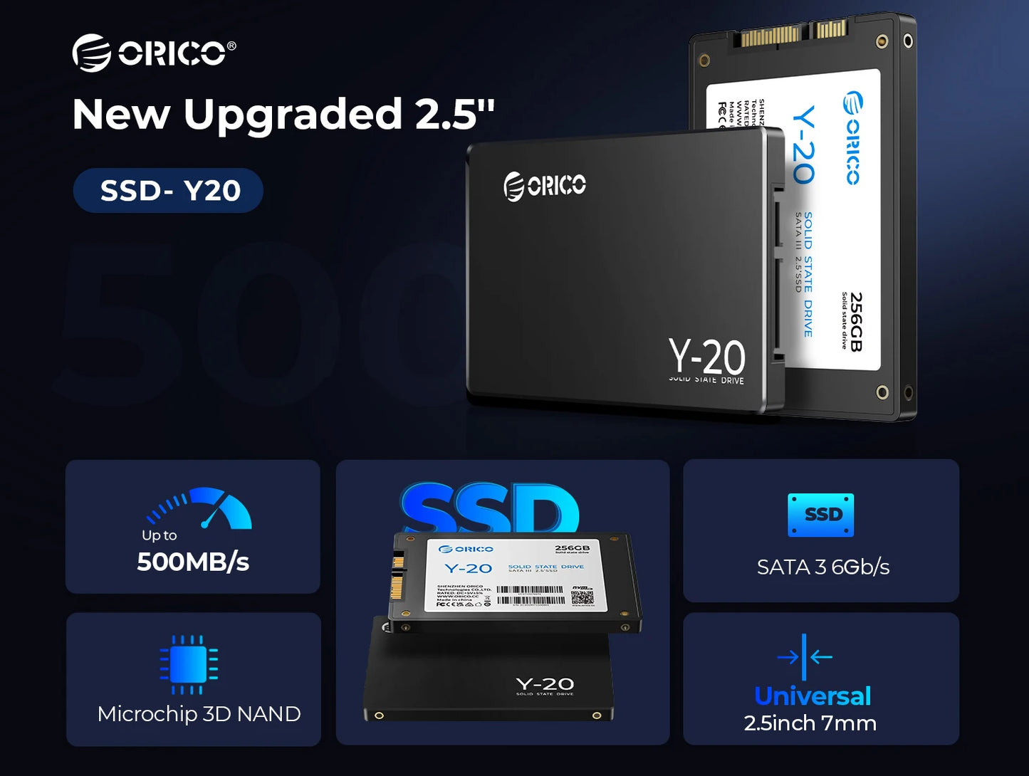 ORICO SATA III SSD 2.5” Internal Solid State Drive 3D NAND 512GB 1TB 2TB 4TB UP to 550MB/s for Upgrade PC Laptop Desktops