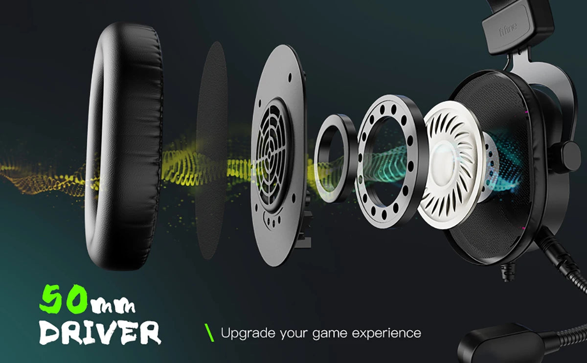 Fifine Dynamic RGB Gaming Headset with Mic Over-Ear Headphones