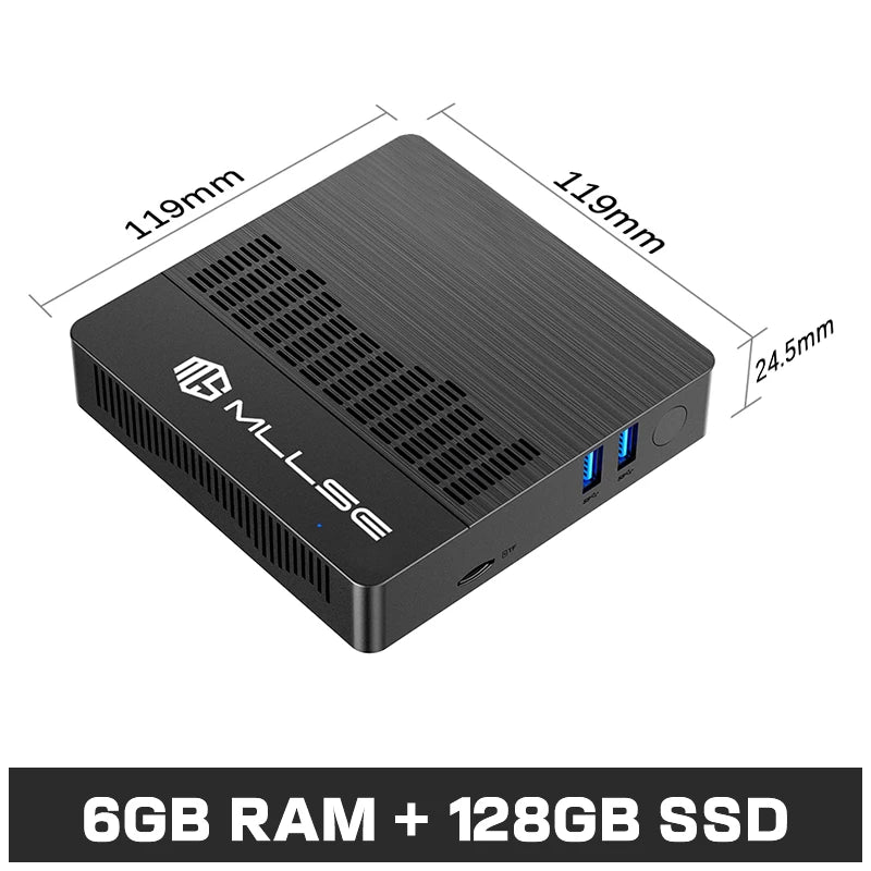 MLLSE Mini PC M2 Air Intel Gemini Lake N4000 Intel J3710 Windows 11