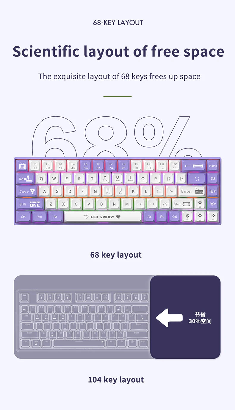 AJAZZ AK680 Mechanical Wireless Bluetooth Keyboard