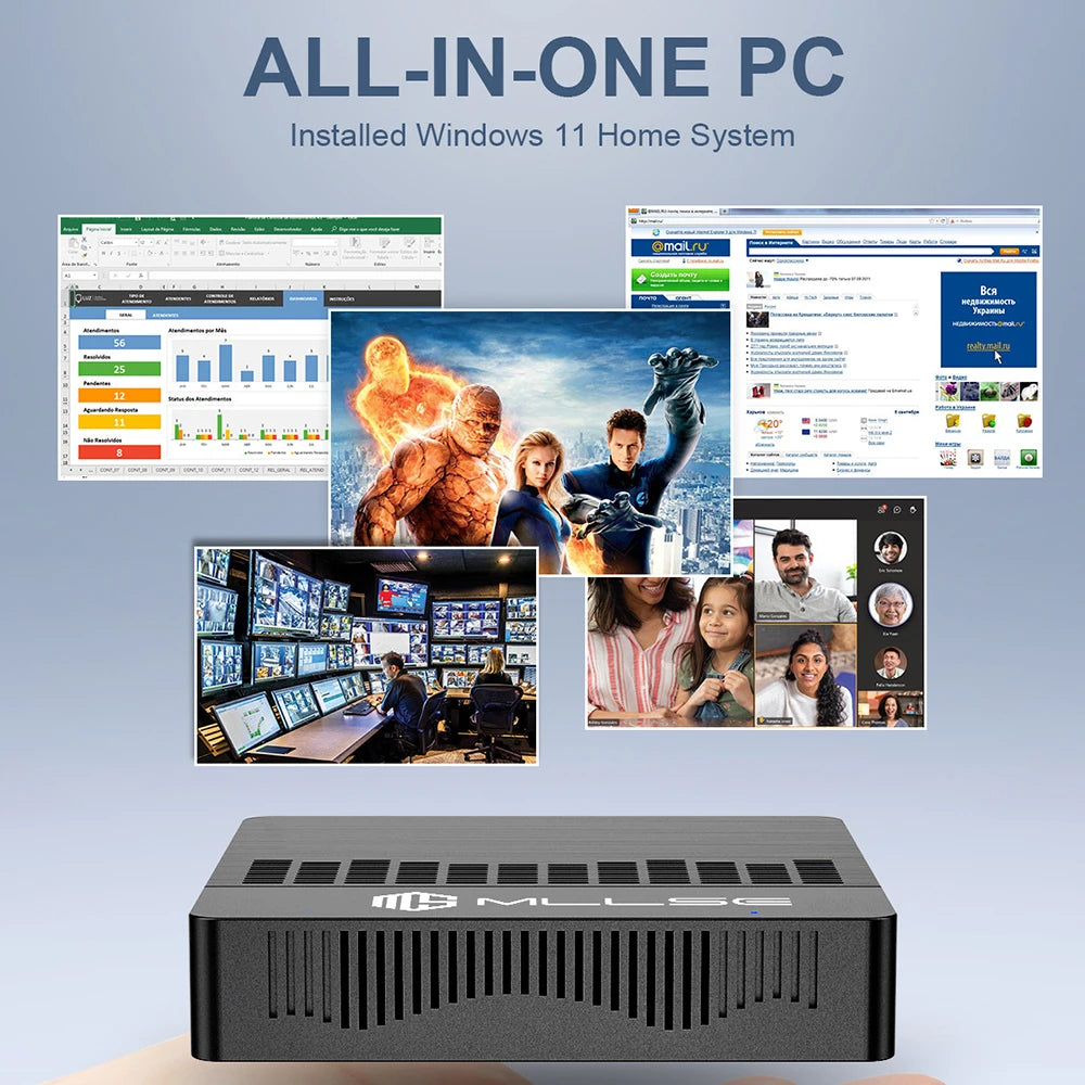 MLLSE Mini PC M2 Air Intel Gemini Lake N4000 Intel J3710 Windows 11
