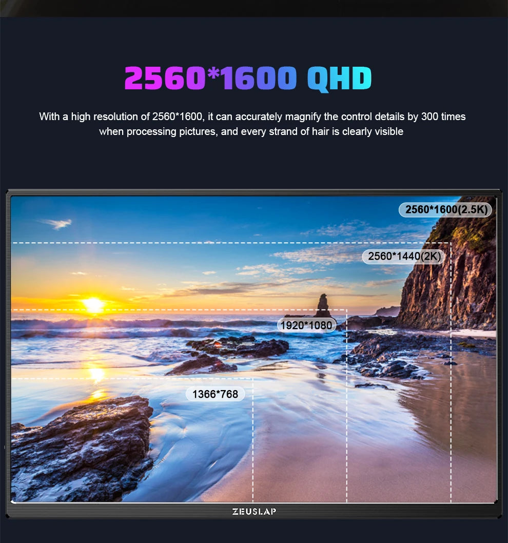 ZEUSLAP 16" 2.5K 144hz Portable Monitor