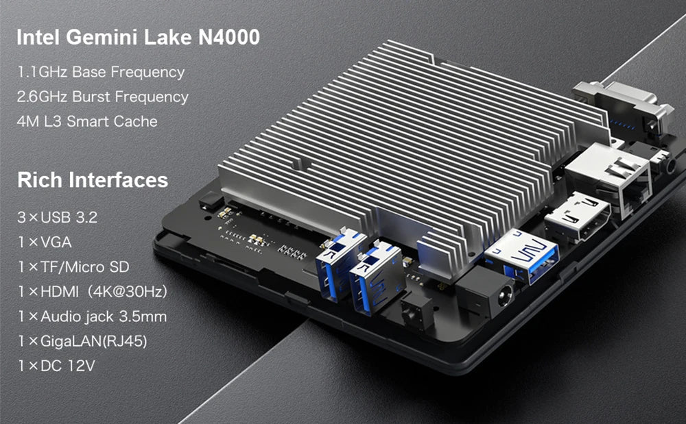MLLSE Mini PC M2 Air Intel Gemini Lake N4000 Intel J3710 Windows 11