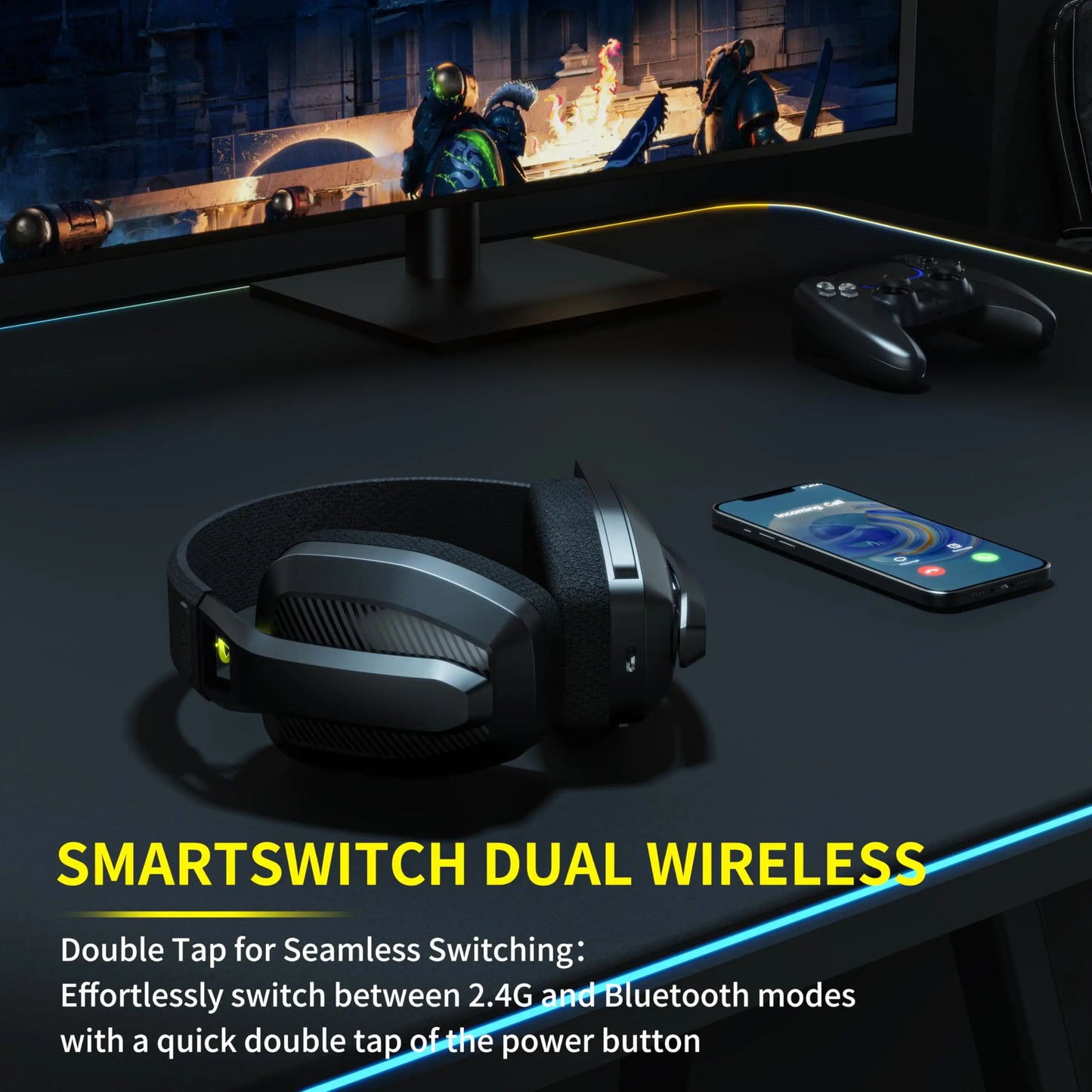 BINNUNE BW06 2.4GHz Wireless Gaming Headset with Microphone
