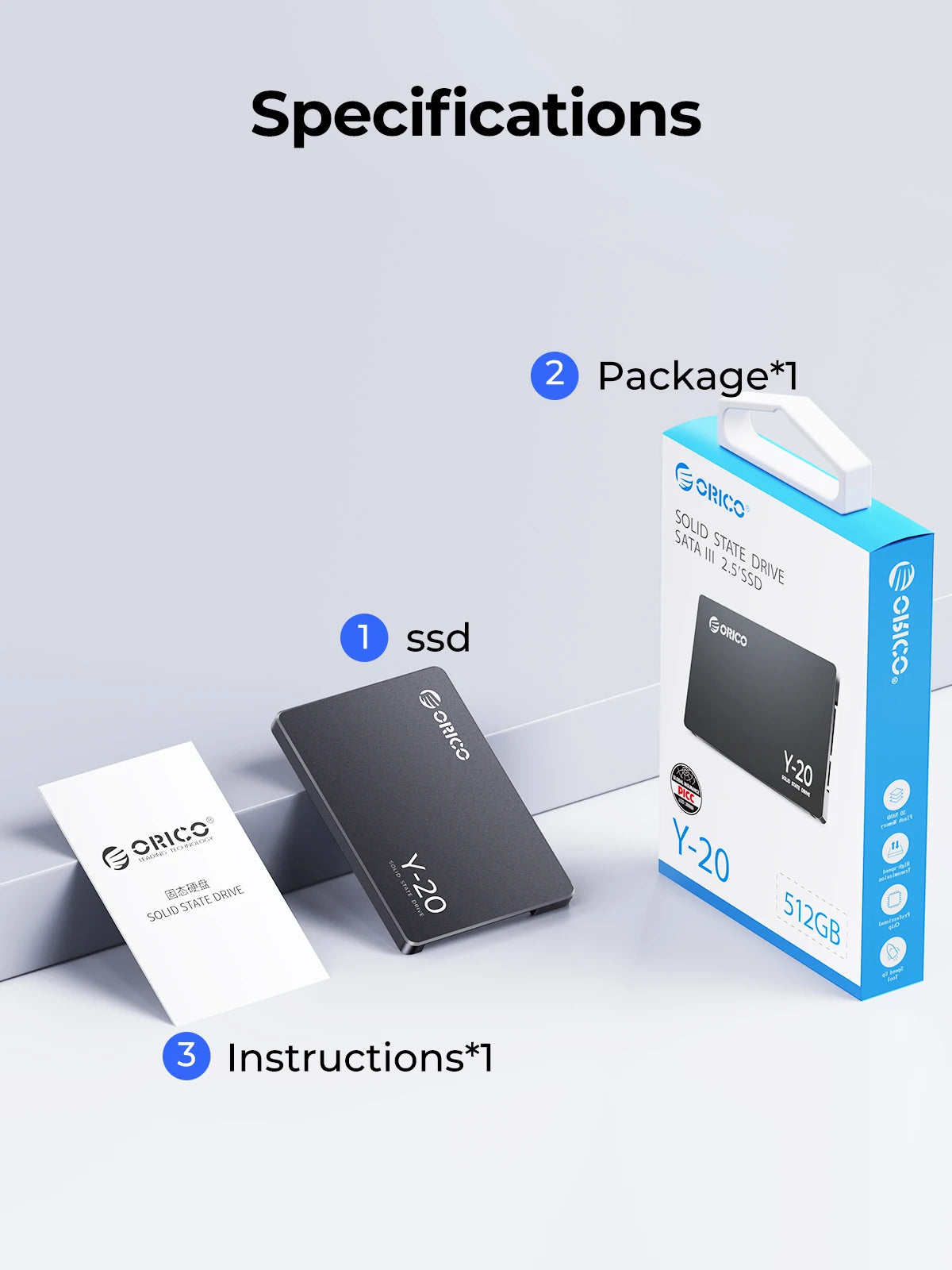 ORICO SATA III SSD 2.5” Internal Solid State Drive 3D NAND 512GB 1TB 2TB 4TB UP to 550MB/s for Upgrade PC Laptop Desktops