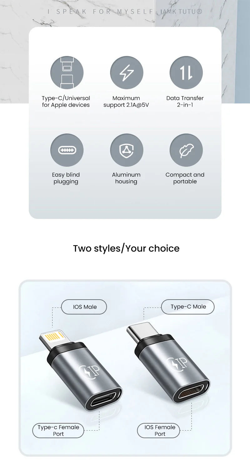 USB Cable Converter Lightning To USB C Adapter for IPhone, Huawei, Xiaomi, Samsung