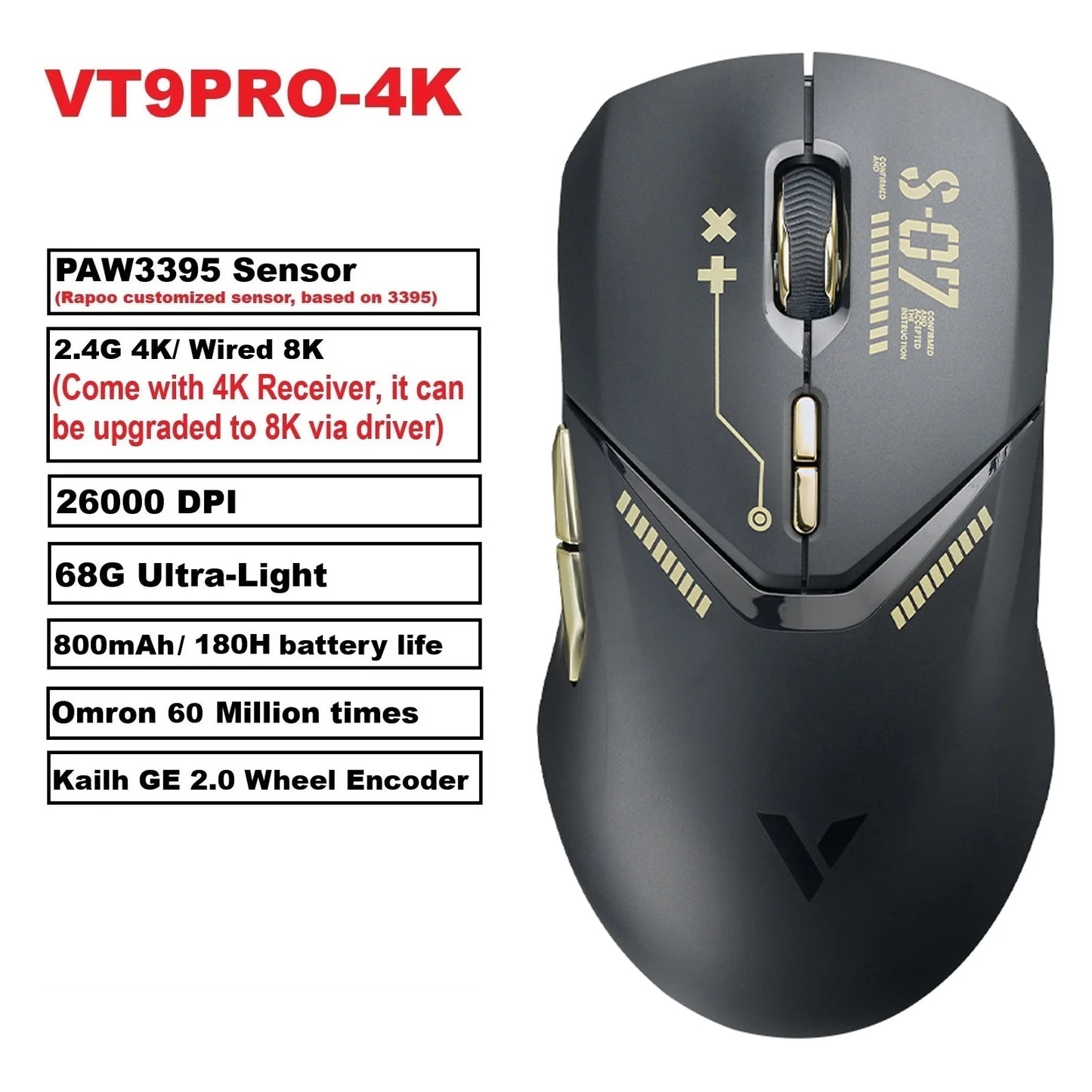 Rapoo VT9PRO PAW3398 Wireless Gaming Mouse