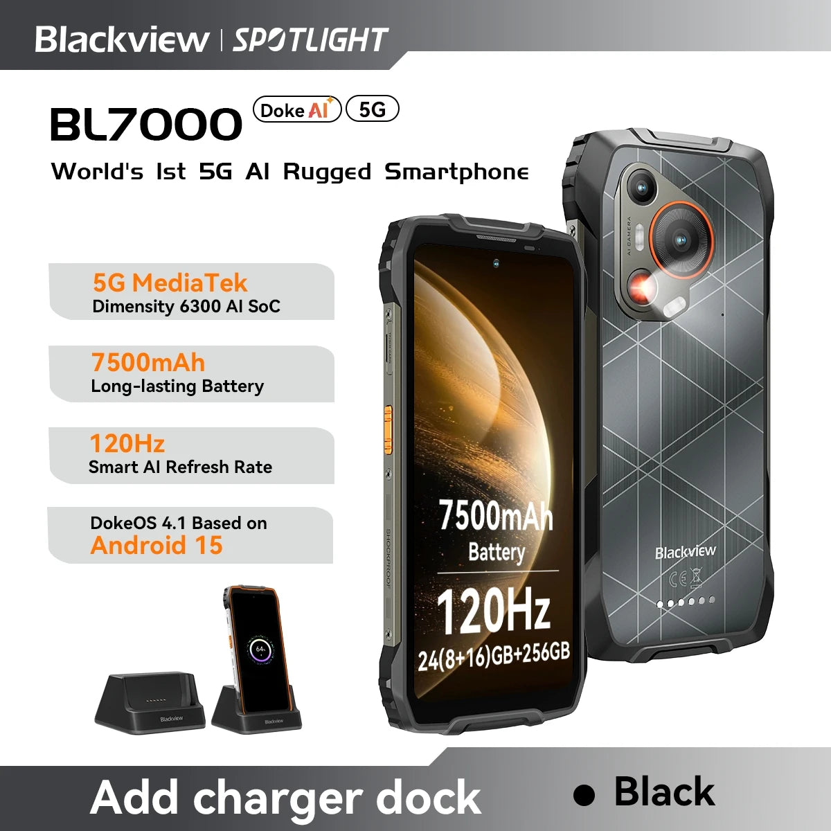 BLACKVIEW BL7000 5G AI Rugged Phone DeepSeek GPT Android 15 Smartphone.