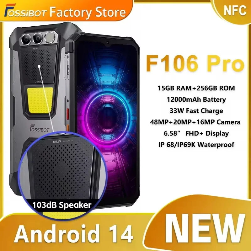 FOSSiBOT F106 PRO MTK G85 Android 14 Rugged Smartphone