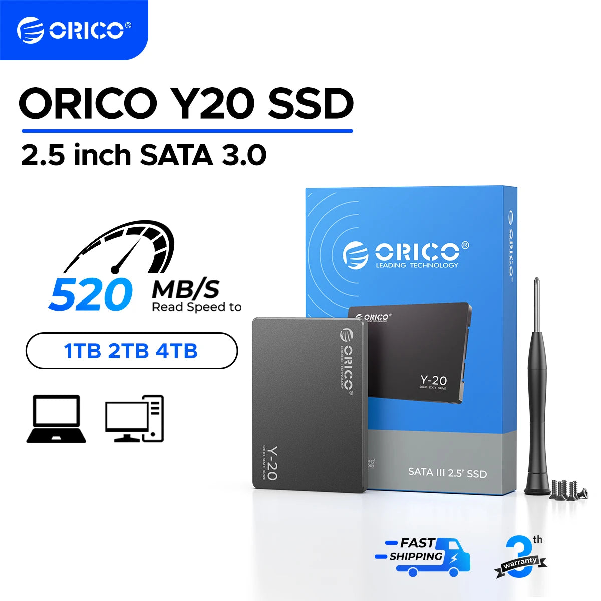 ORICO SATA III SSD 2.5” Internal Solid State Drive 3D NAND 512GB 1TB 2TB 4TB UP to 550MB/s for Upgrade PC Laptop Desktops