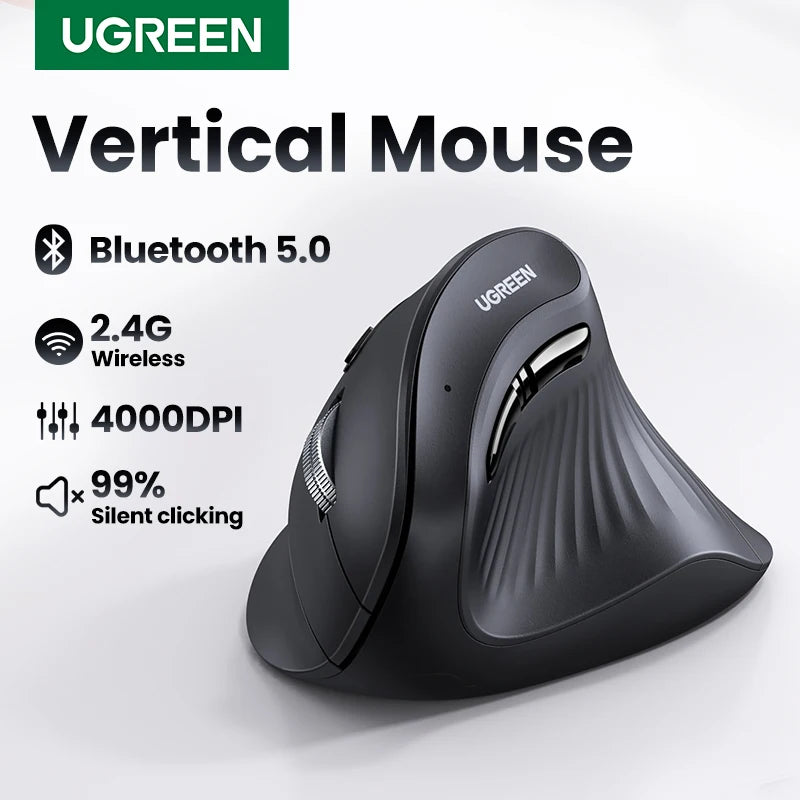 UGREEN Vertical Mouse Wireless Bluetooth 5.0 for MacBook Tablet Laptops Computer PC Mice