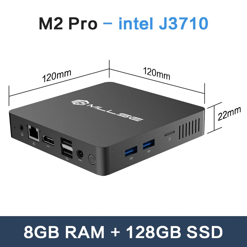 MLLSE Mini PC M2 Air Intel Gemini Lake N4000 Intel J3710 Windows 11