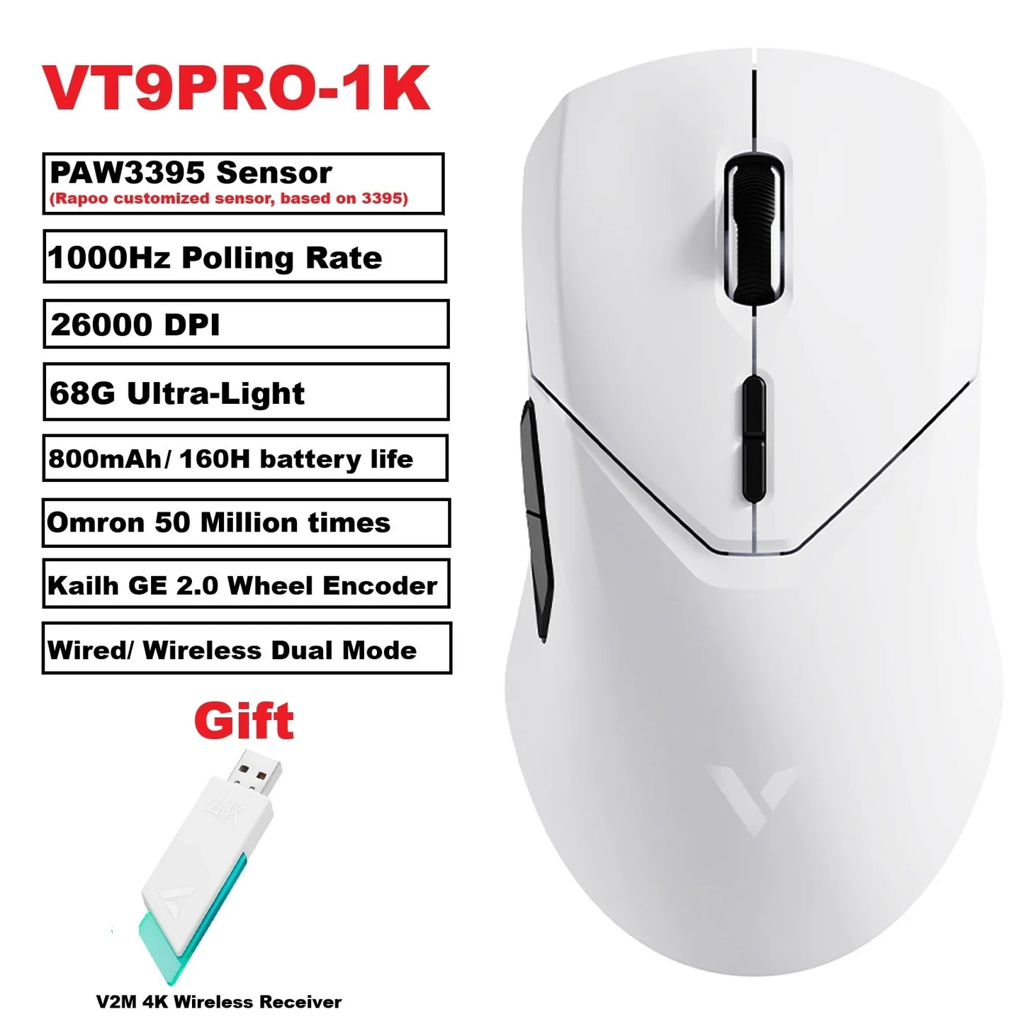 Rapoo VT9PRO PAW3398 Wireless Gaming Mouse