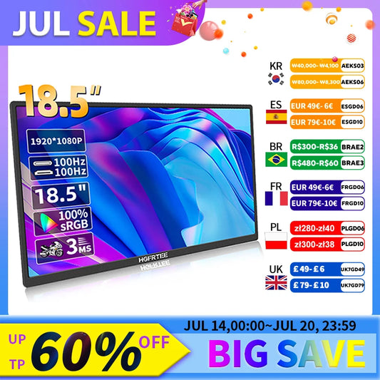 HGFRTEE 18.5inch Portable Monitor
