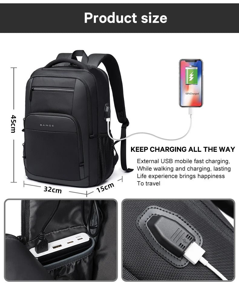 BANGE Travel Waterproof Laptop Backpack Bag.