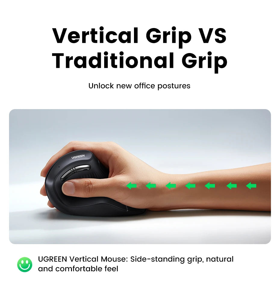 UGREEN Vertical Mouse Wireless Bluetooth 5.0  for MacBook Tablet Laptops Computer PC Mice