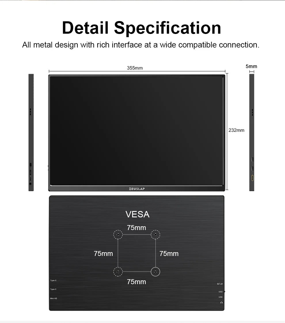 ZEUSLAP 16" Portable Monitor