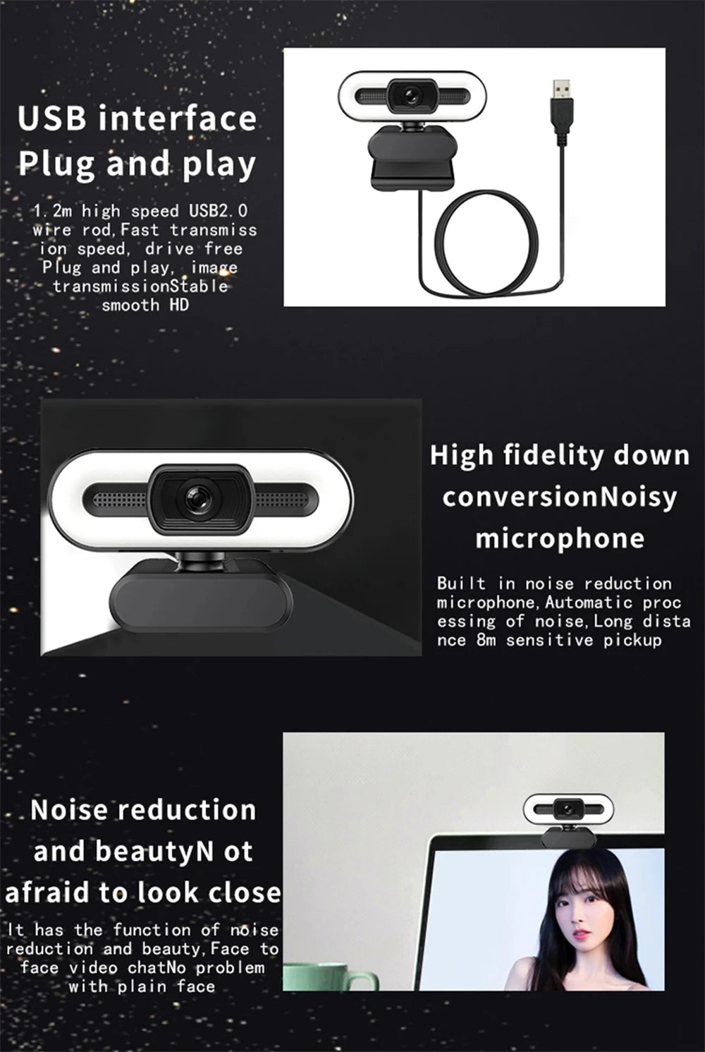 Portable Full HD 1080P 2K 4K Webcam