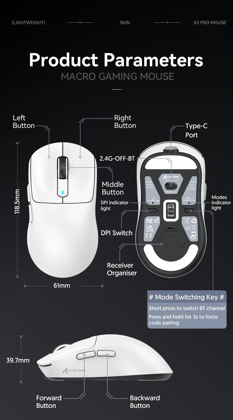 Attack Shark  X3Pro X3 Wireless Mouse