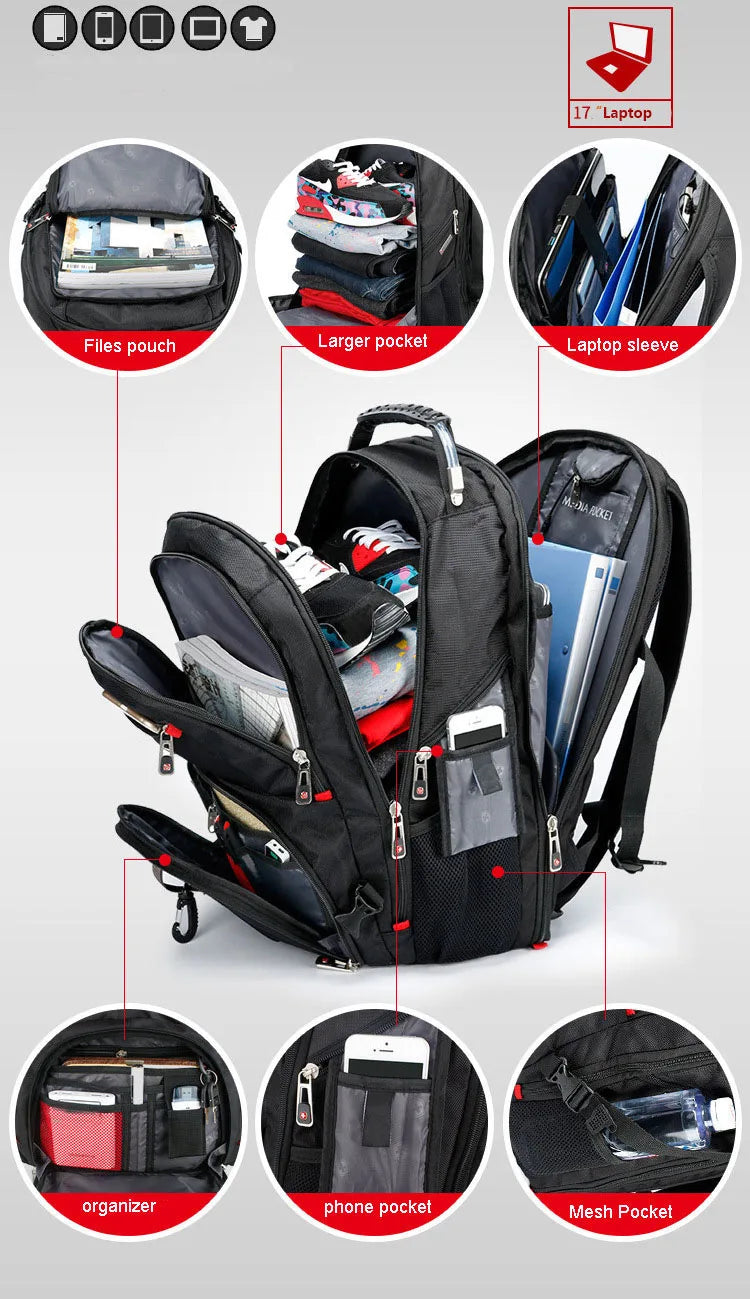 SWISS-Multifunctional Durable Laptop Backpack bags.
