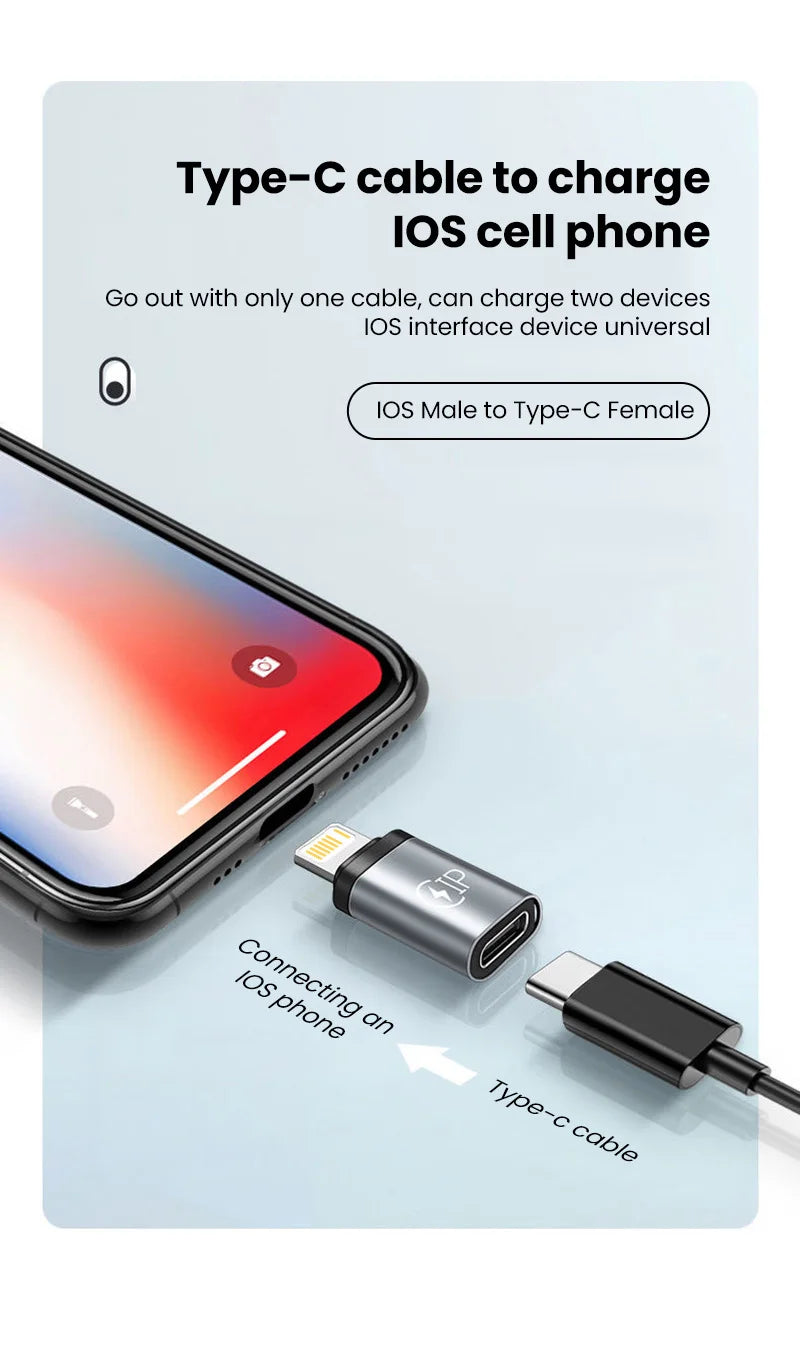 USB Cable Converter Lightning To USB C Adapter  for IPhone, Huawei, Xiaomi, Samsung