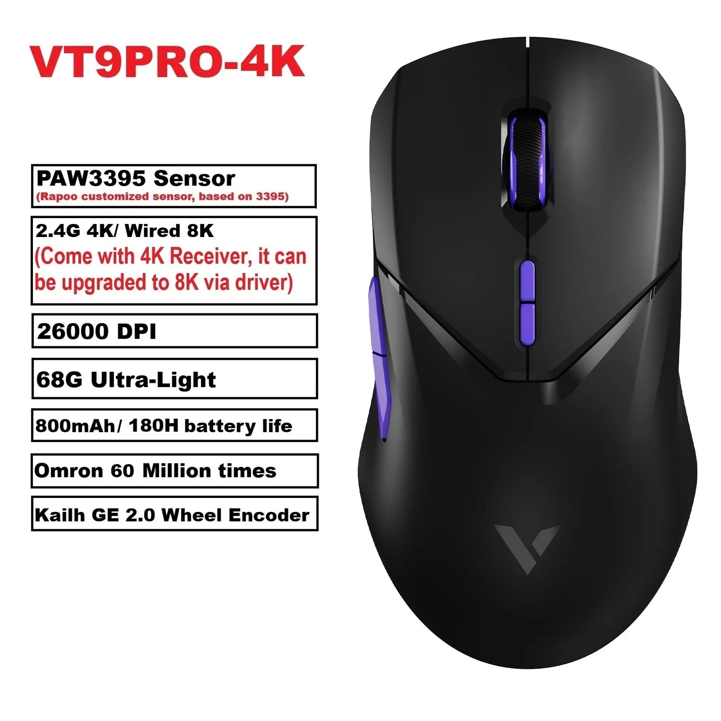 Rapoo VT9PRO PAW3398 Wireless Gaming Mouse