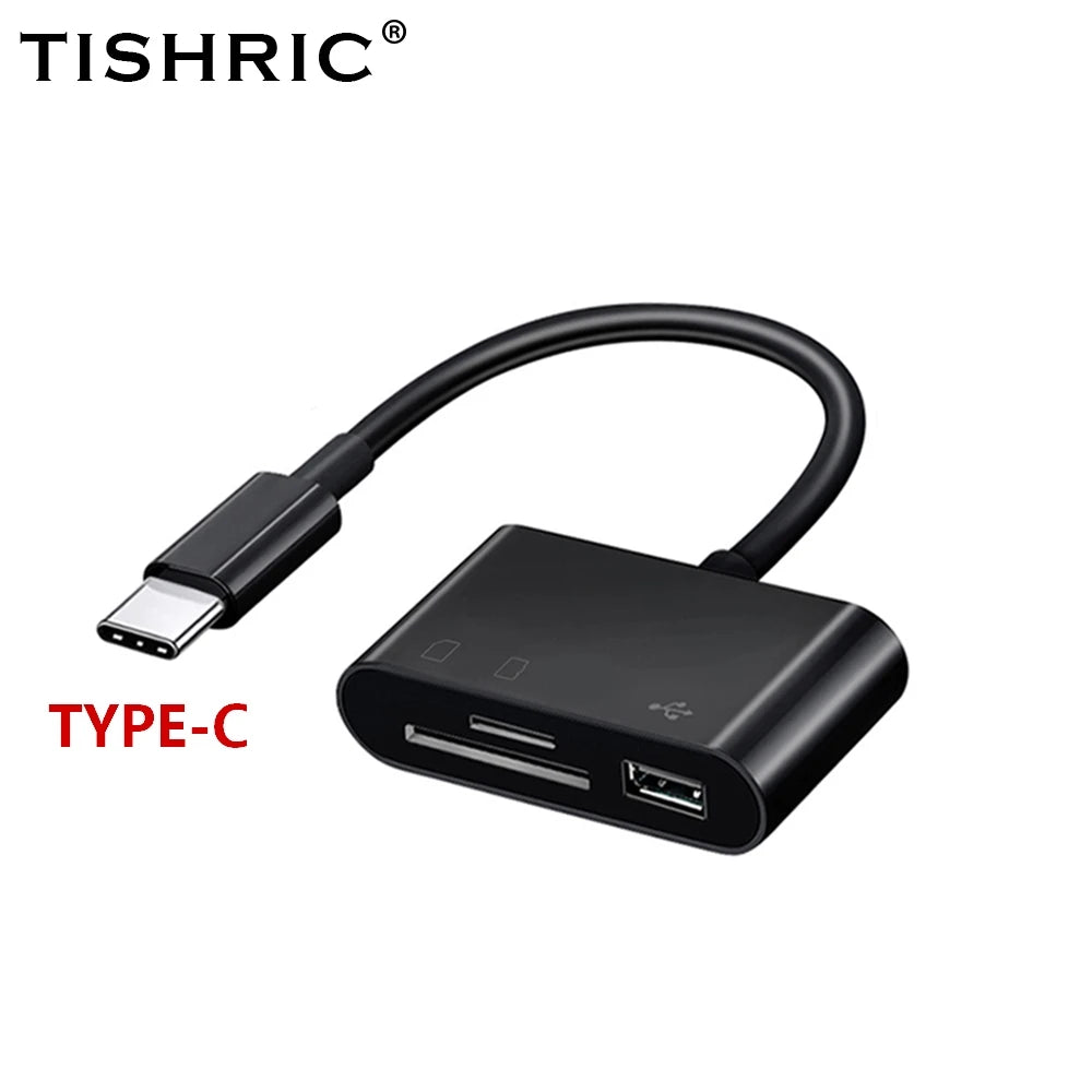 TISHRIC Type C Micro USB Adapter USB TF SD Card Reader.