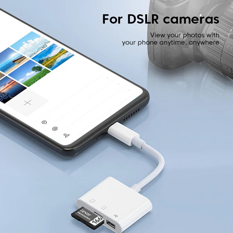 Crouch 3-in-1 Card Reader  For Huawei, Samsung, Xiomi Phone, Tablet