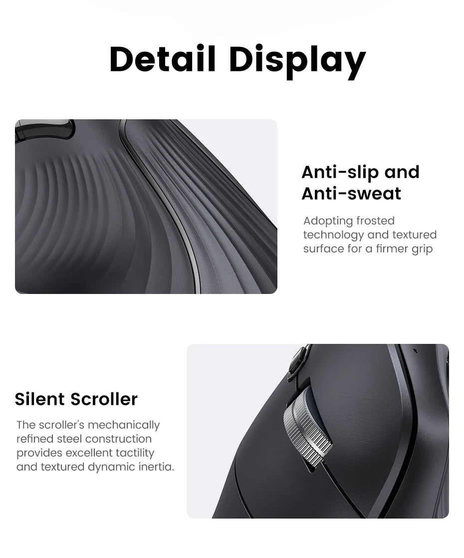 UGREEN Vertical Mouse Wireless Bluetooth 5.0  for MacBook Tablet Laptops Computer PC Mice