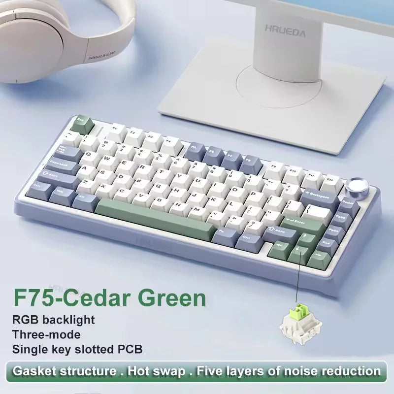 AULA F75 2.4G Wireless/Bluetooth/Wired Gaming Mechanical Keyboard