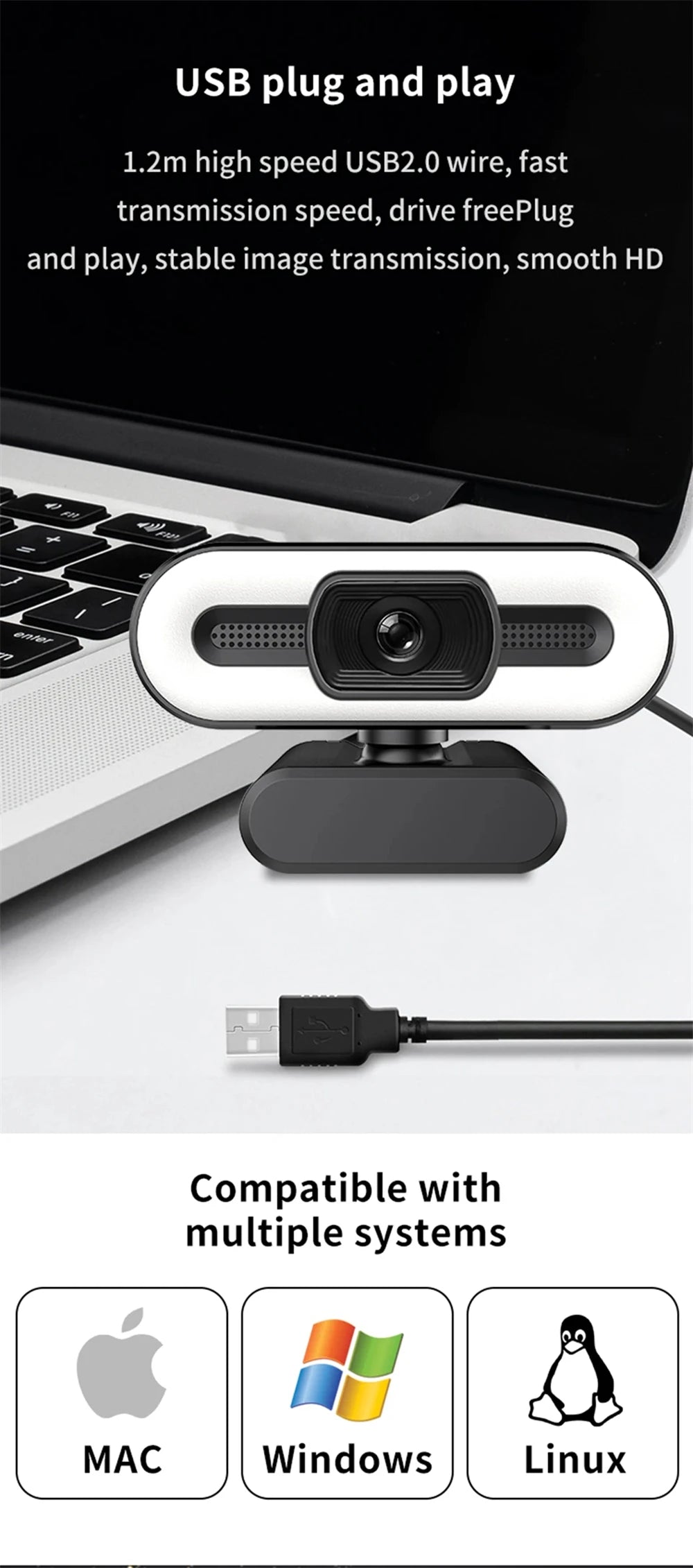 Portable Full HD 1080P 2K 4K Webcam