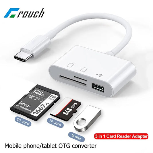 Crouch 3-in-1 Card Reader  For Huawei, Samsung, Xiomi Phone, Tablet