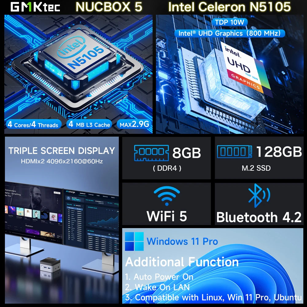 GMKtec KB5 Mini PC Intel Celeron N5105 Windows 11