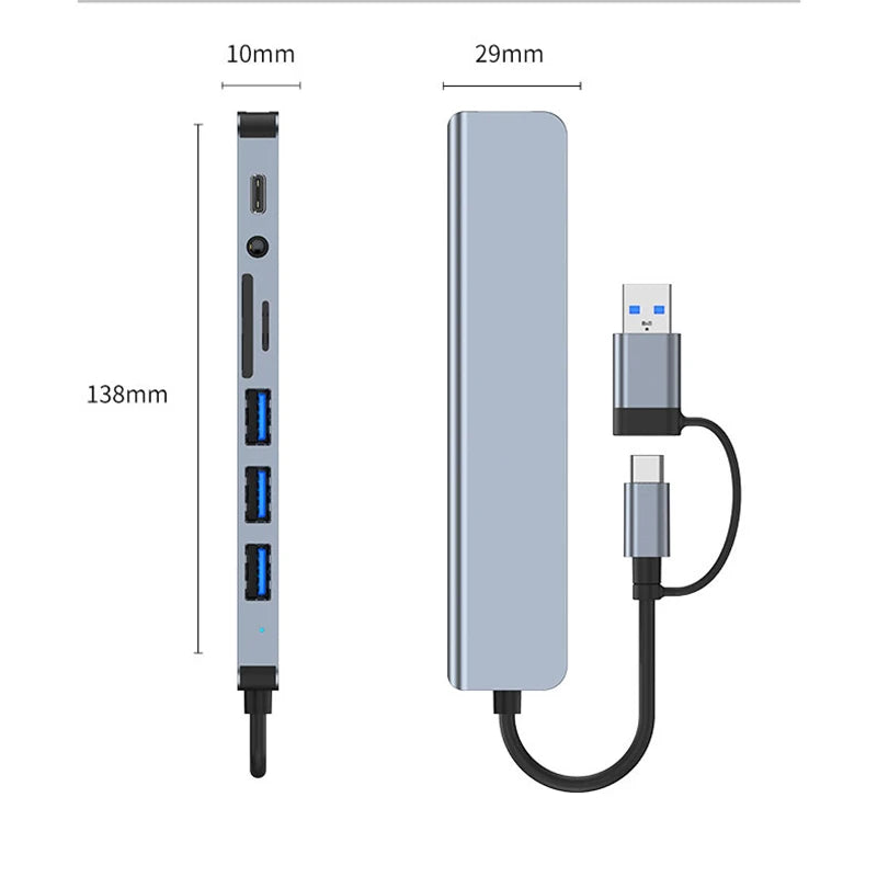 OULLX 8 in 2 USB +Type C HUB