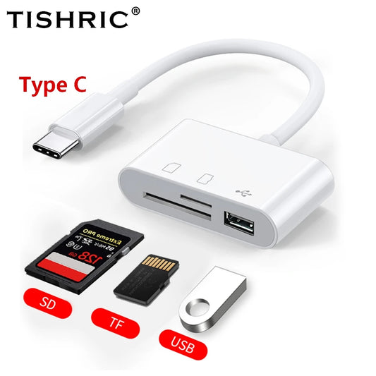 TISHRIC Type C Micro USB Adapter USB TF SD Card Reader.