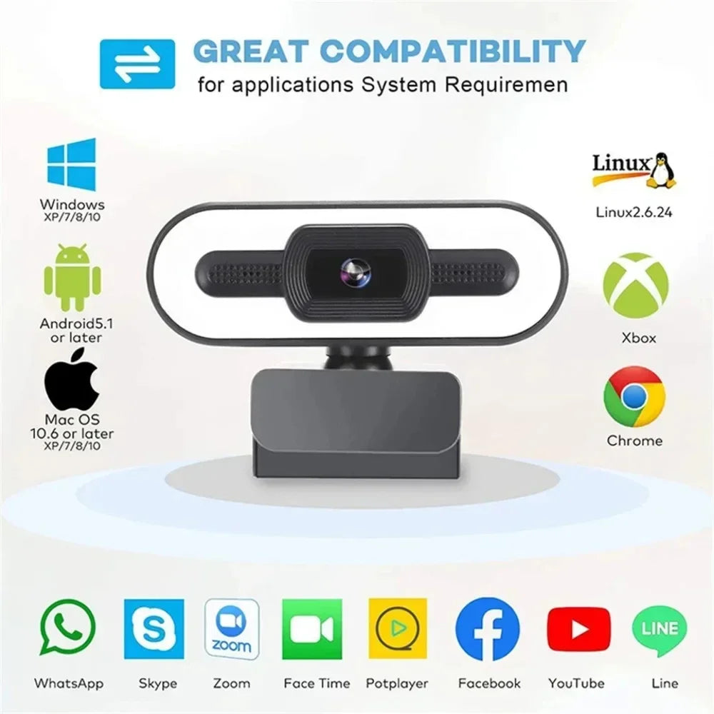 Portable Full HD 1080P 2K 4K Webcam
