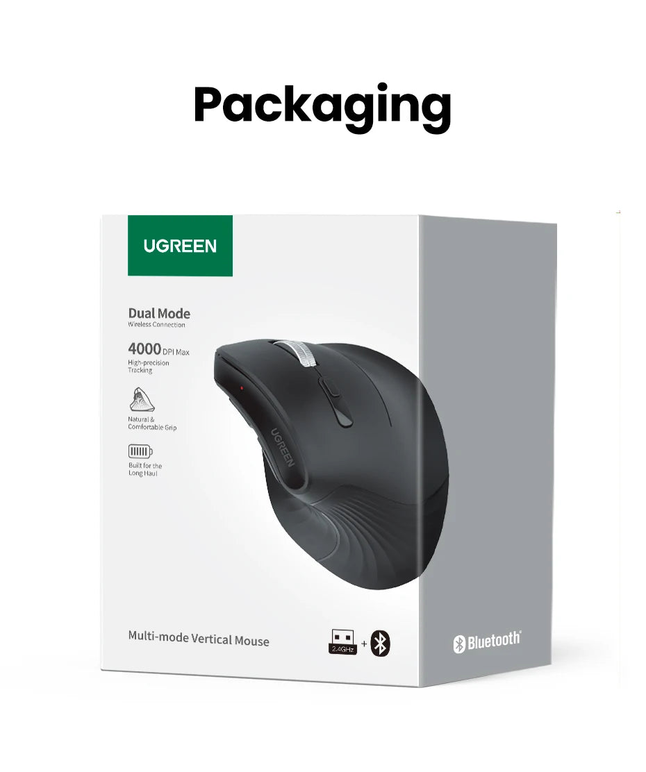 UGREEN Vertical Mouse Wireless Bluetooth 5.0  for MacBook Tablet Laptops Computer PC Mice