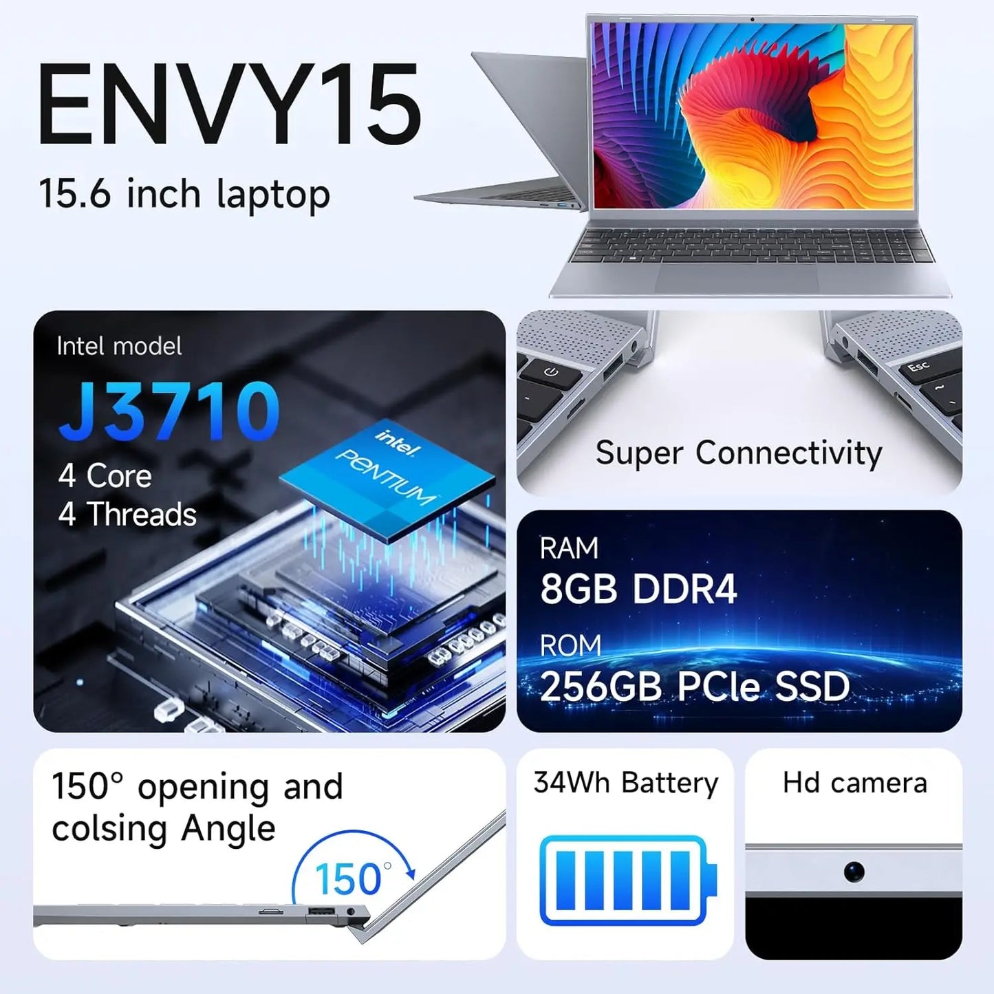 15.6 Inch Laptop J3710 Windows 11