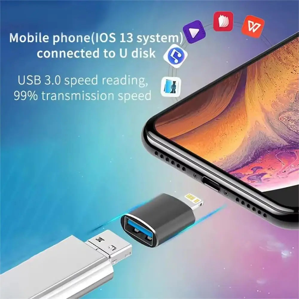 USB 3.0 OTG Adapter for IPhone 14 13 12 11 Pro XS Max XR X 8 Plus 7 6s IPad