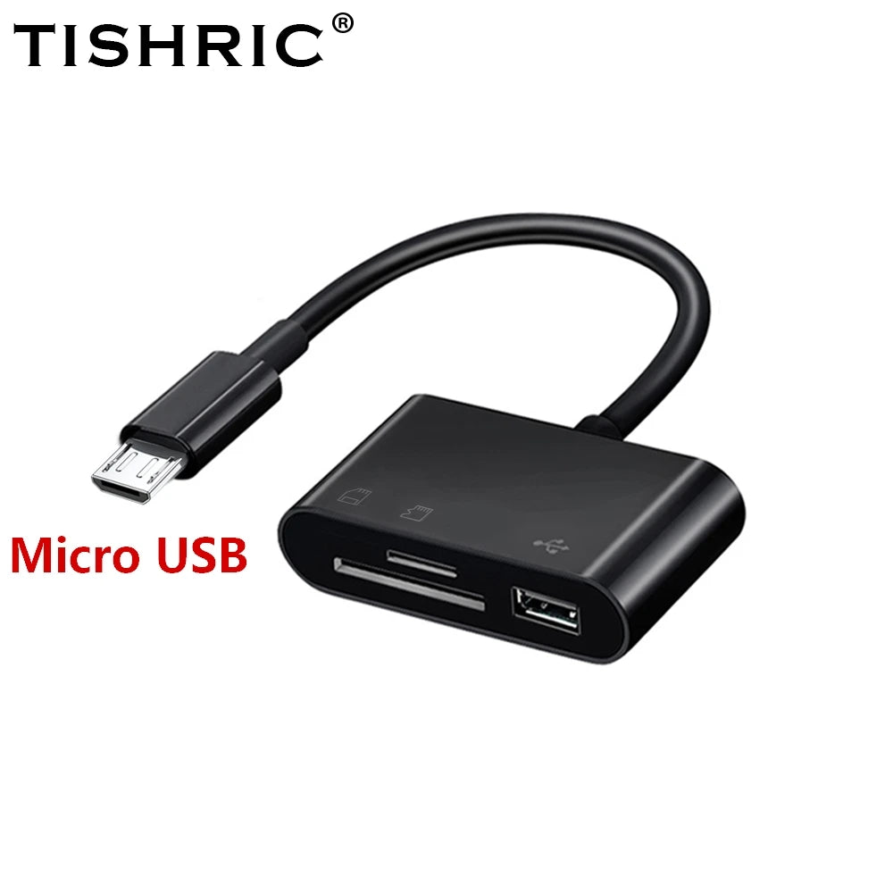 TISHRIC Type C Micro USB Adapter USB TF SD Card Reader.