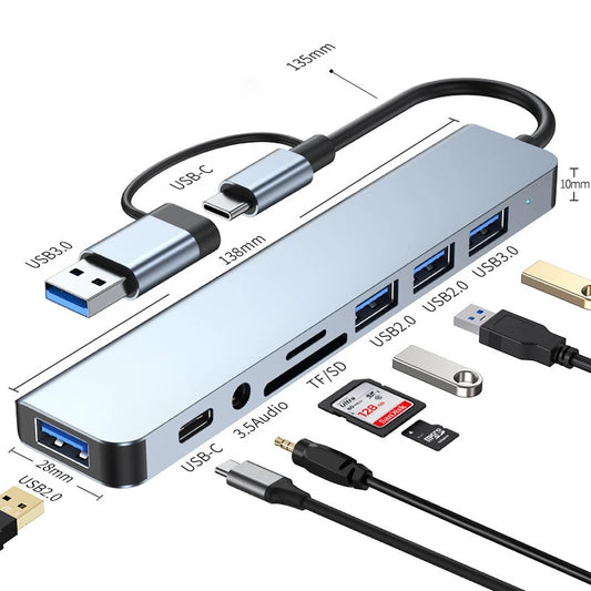 OULLX 8 in 2 USB +Type C HUB