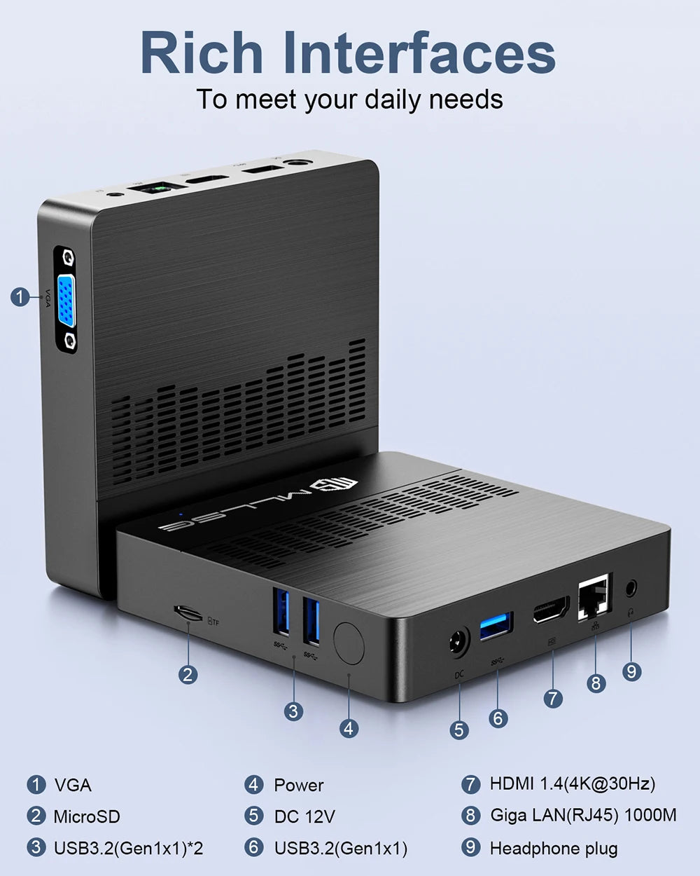 MLLSE Mini PC M2 Air Intel Gemini Lake N4000 Intel J3710 Windows 11