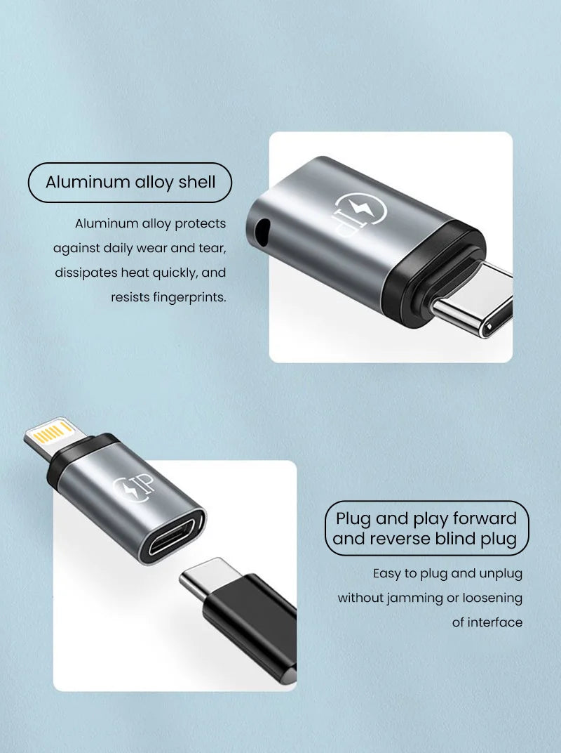 USB Cable Converter Lightning To USB C Adapter  for IPhone, Huawei, Xiaomi, Samsung