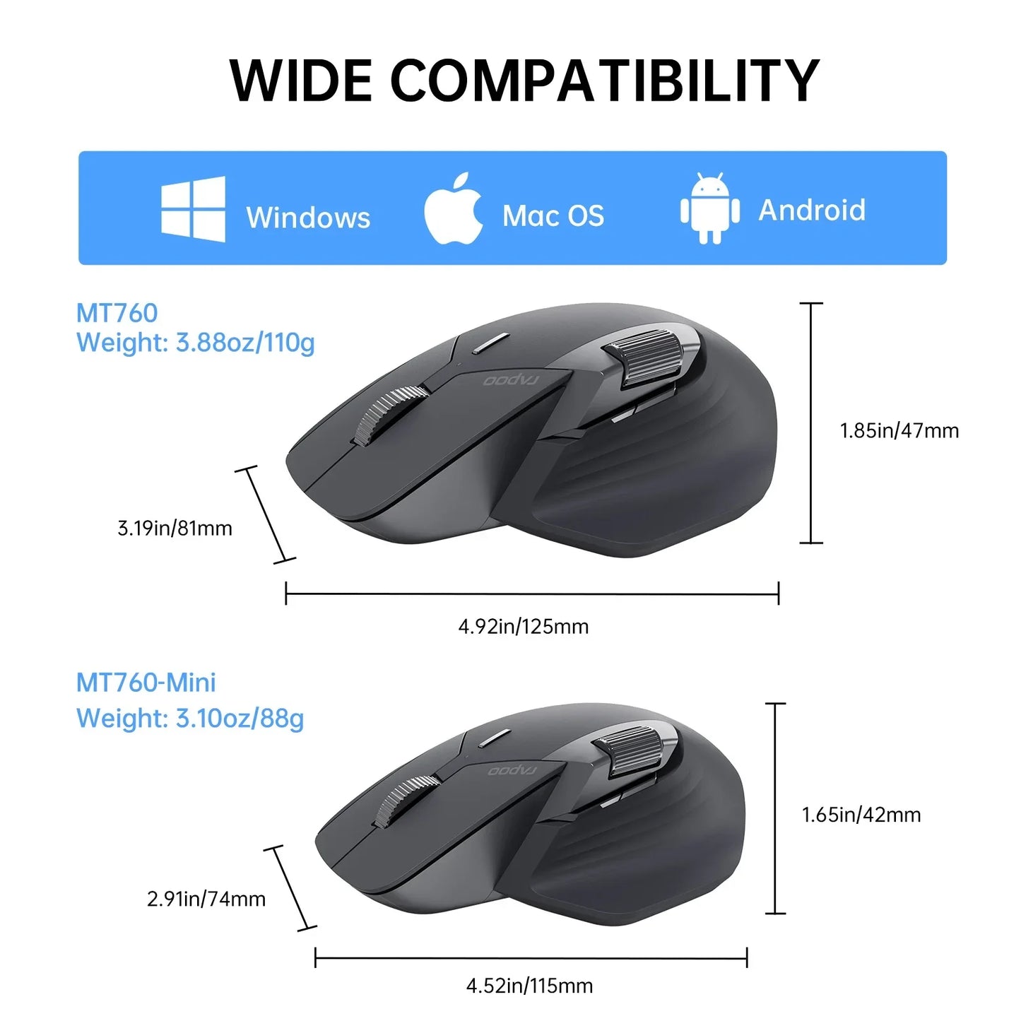 Rapoo MT760L/MT760M Multi-mode Rechargeable Wireless Mouse